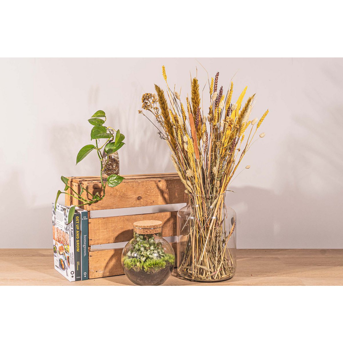 Droogbloemen - Geel & Bruin - Droogboeket - 70cm