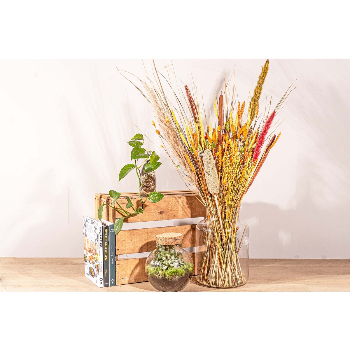 Droogbloemen - Oranje XL - Droogboeket - 70cm