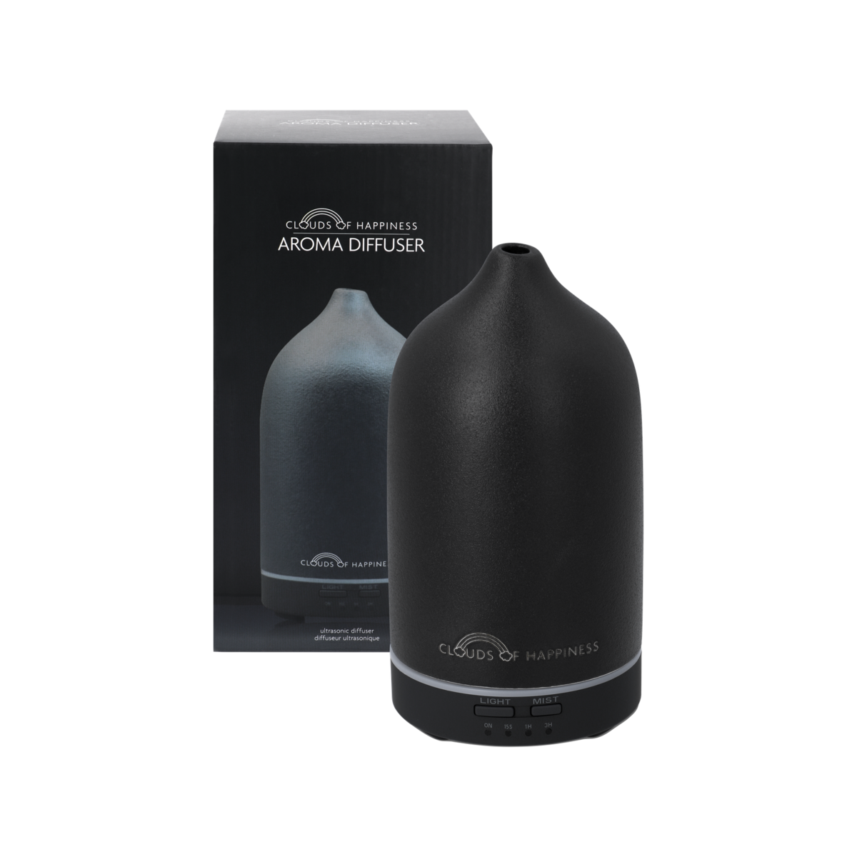 Giftbox Zwarte Keramaische aroma diffuser + La Vie est belle + Angels Garden + Gentlemans Club