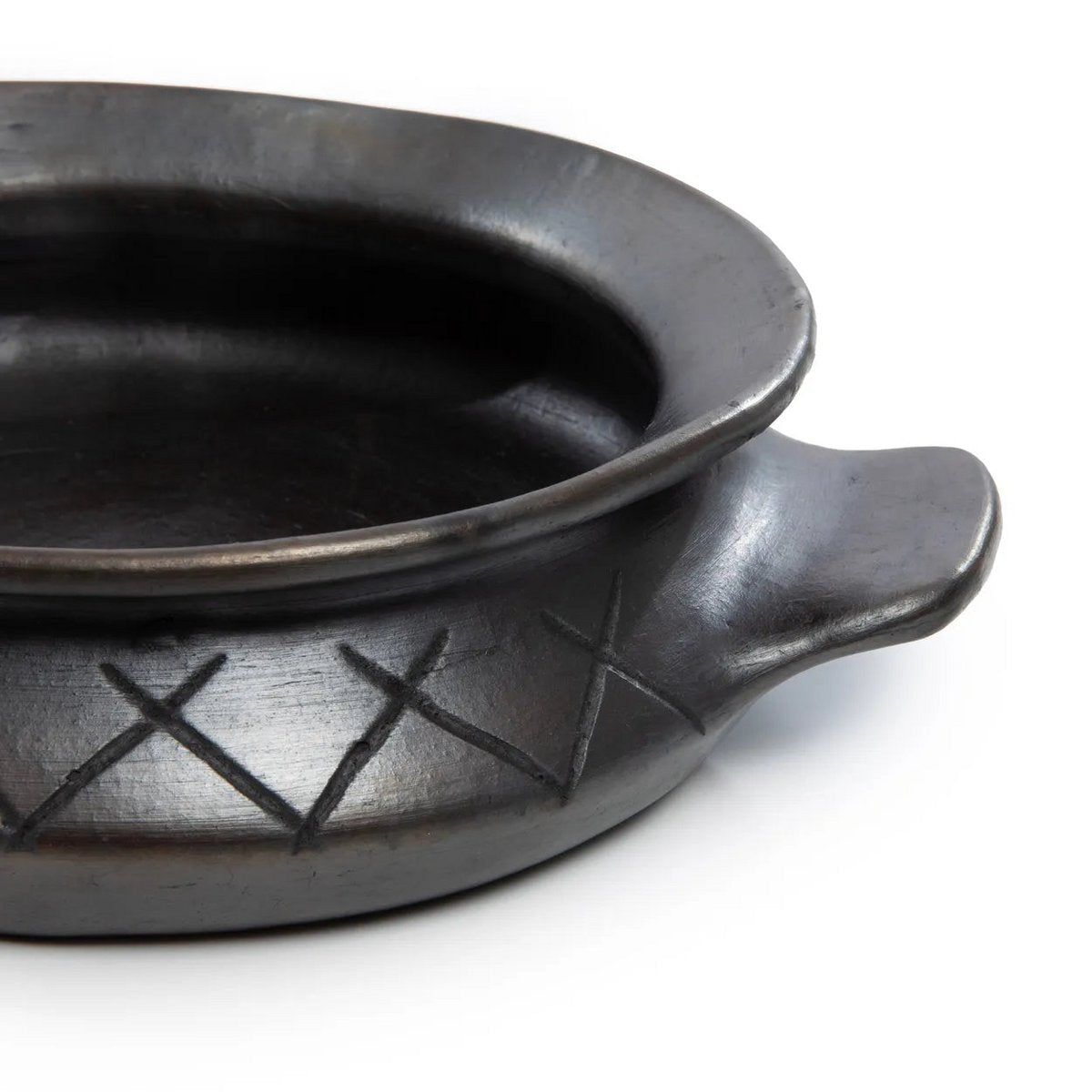 The Burned Oval Pot Met Patroon en zijhandgrepen - Zwart