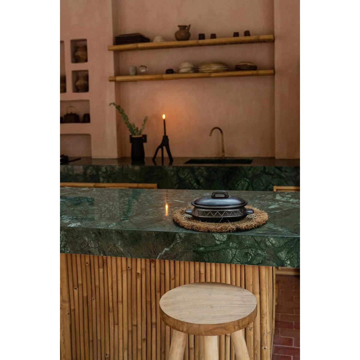 The Burned Oval Pot Met Patroon en zijhandgrepen - Zwart